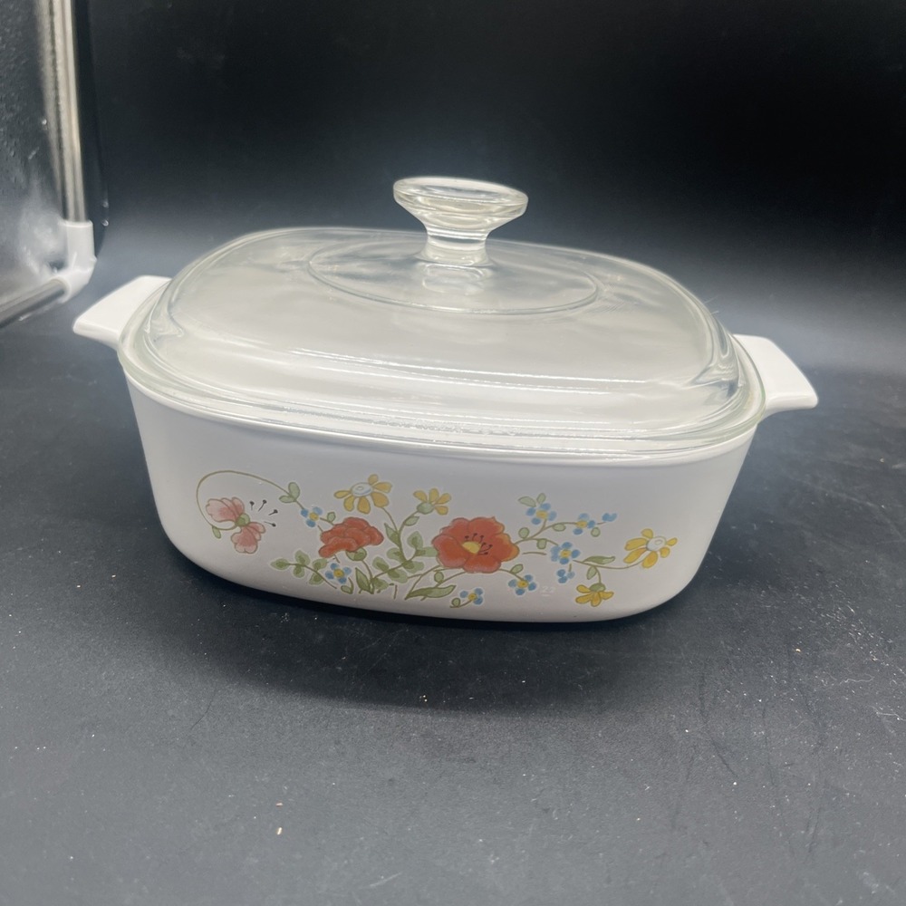 Vintage Corning Ware Wildflower A-2-B 2 Quart Casserole Dish With Lid - Picture 2 of 16